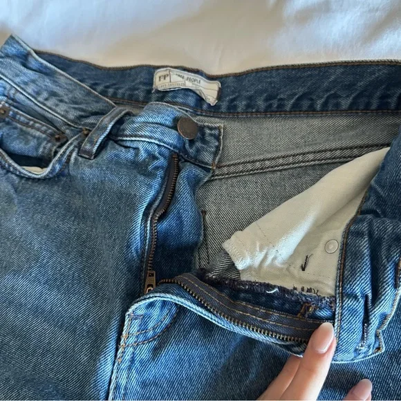 Mid Rise Destroyed Hem Jeans